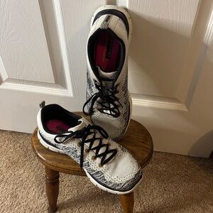 Skechers White and Black Athletic Sneakers.